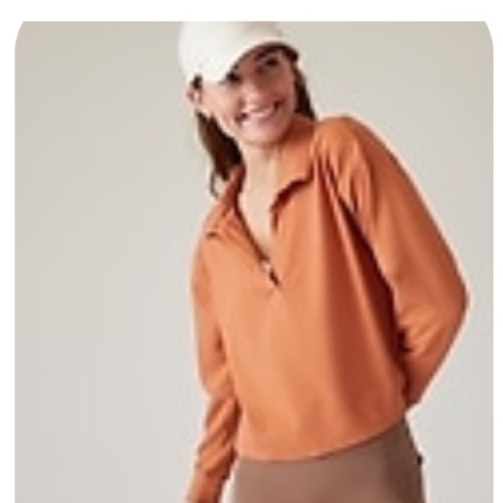 Athleta Rust Orange Half-Zip Pullover Sweatshirt